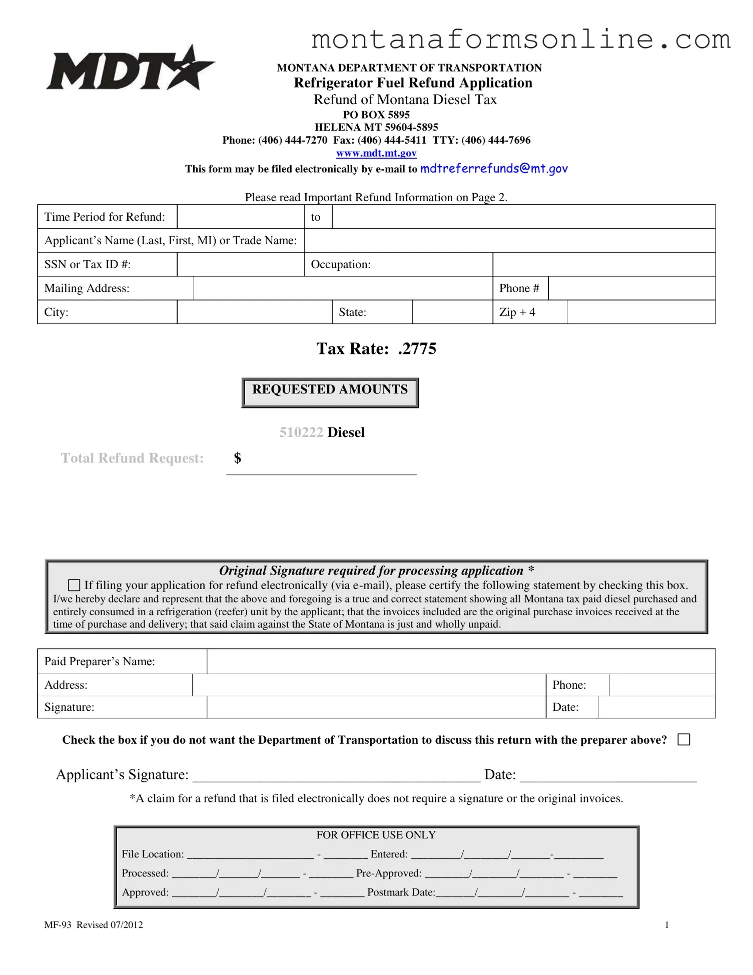 Blank Mdt Mf 93 Form