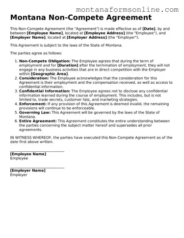 Fillable Montana Non-compete Agreement Template
