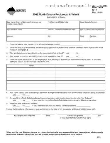 Blank Montana Nr 1 Form
